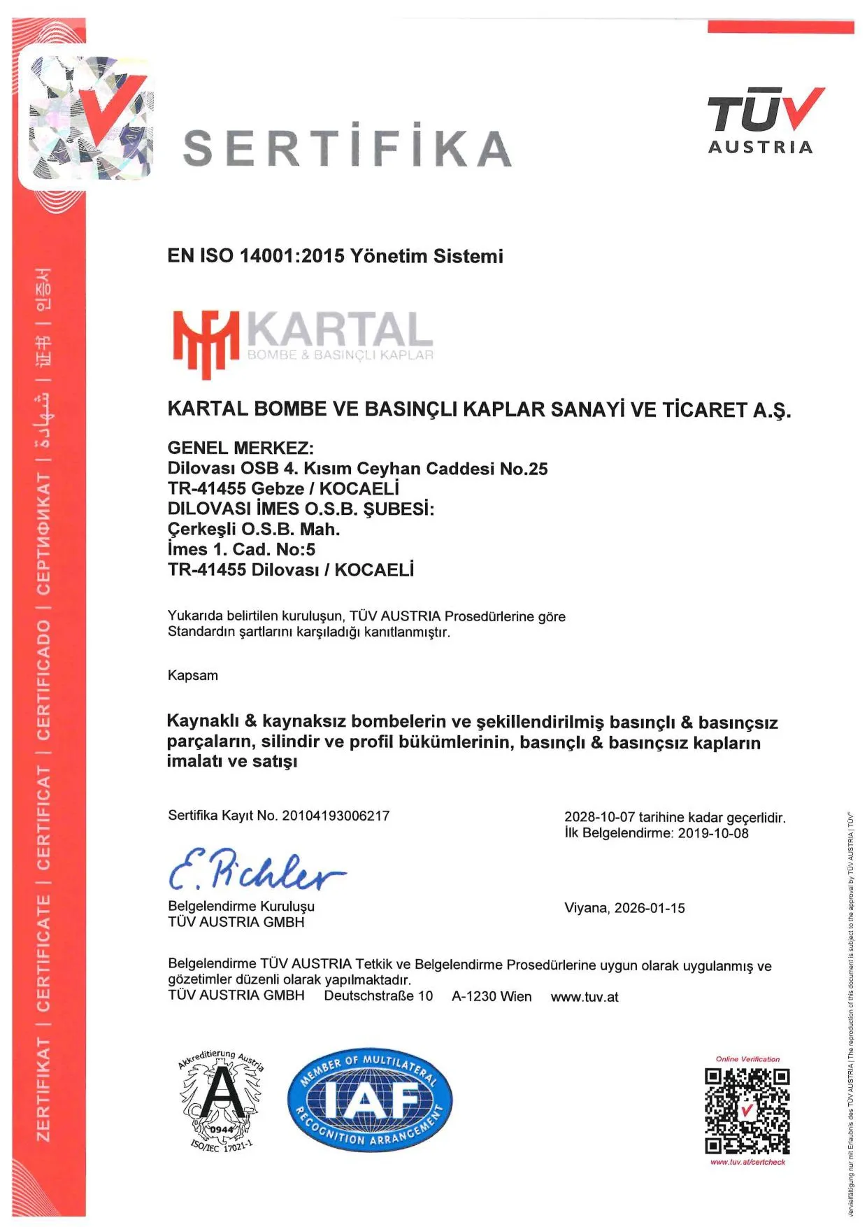 Certificate iso14001-tr